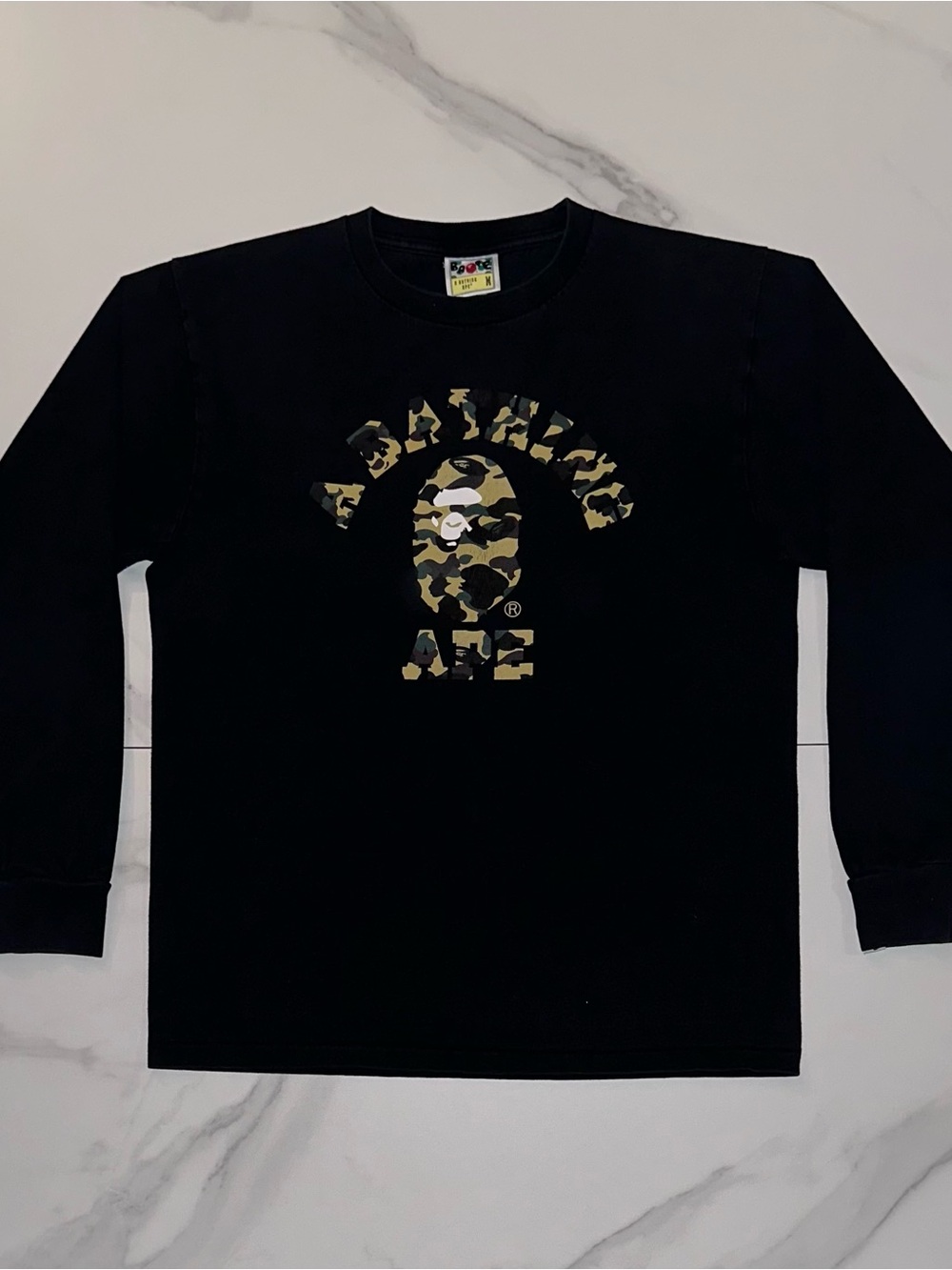 BAPE 1st Camo College Long Sleeve Tee Black Yellow Medium